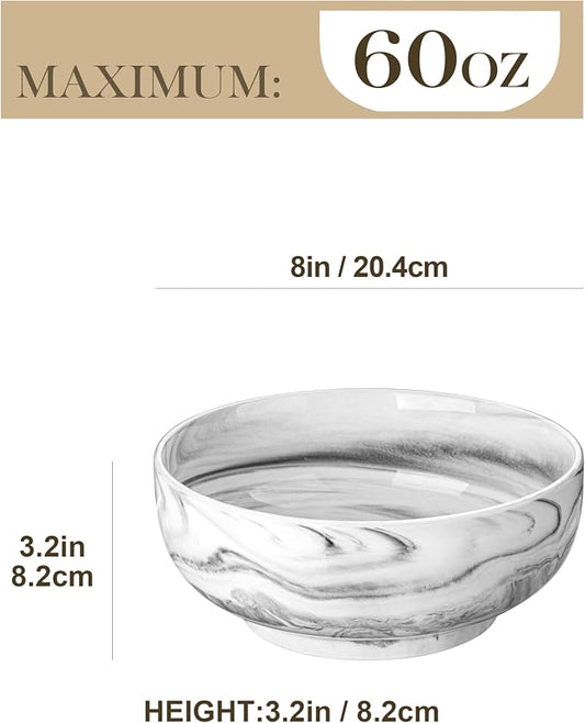 MALACASA Large Serving Bowls, 60 OZ Salad Bowls Set of 2, Ceramic Mixing Bowls - Image 2