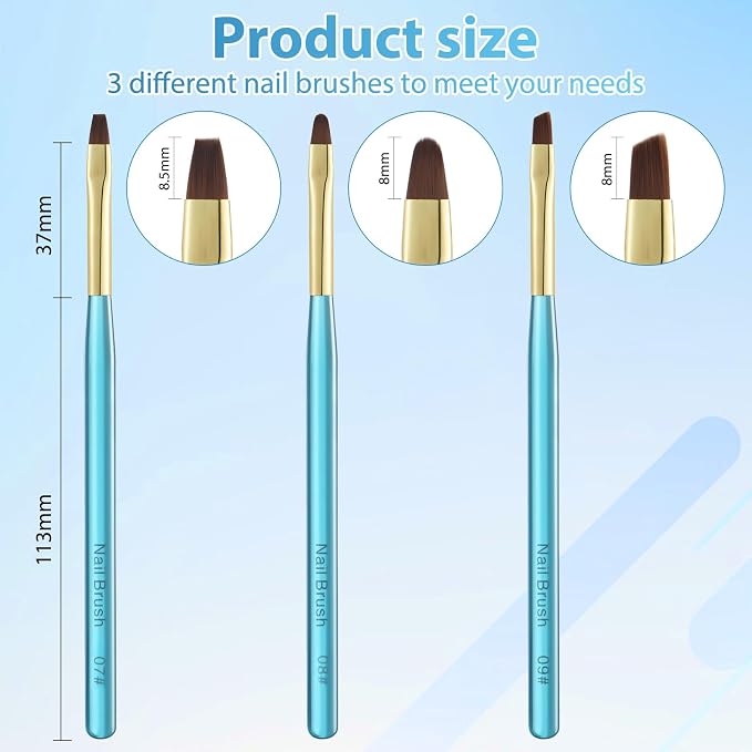 Metal Blue Nail Art Clean Up Brushes - Image 7