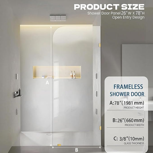 Frameless Shower Door, 3/8" Glass Shower Doors - Image 2