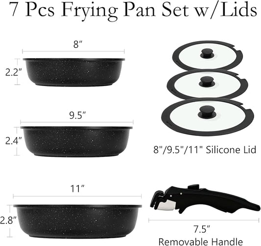 ESLITE LIFE Nonstick Ceramic Frying Pans Skillets Set - Image 2