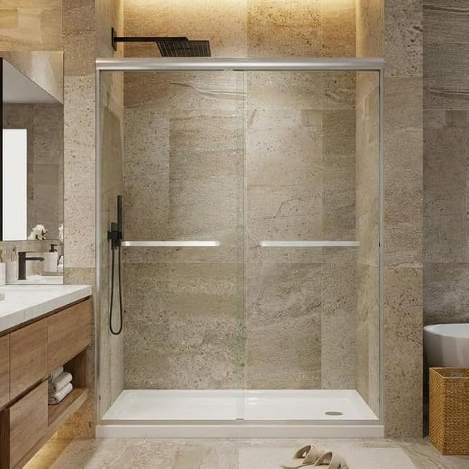 Aluminum Alloy Sliding Shower Door, Adjustable 50"-60" W x 72" H - Image 9