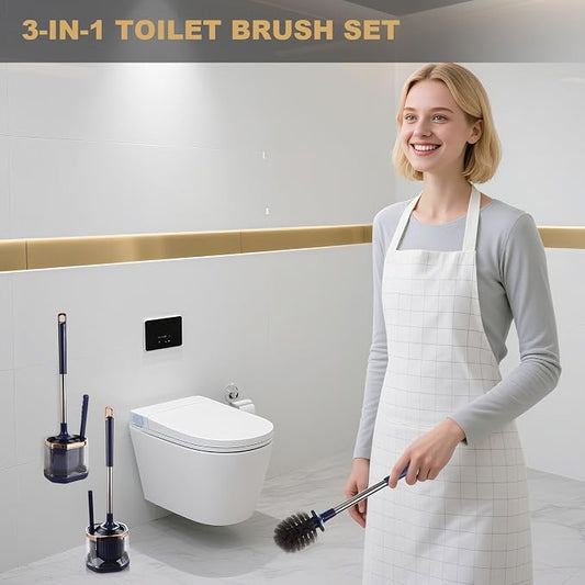 Toilet Bowl Brush and Holder 2 Pack Long Handled Toilet Brush Set - Image 2