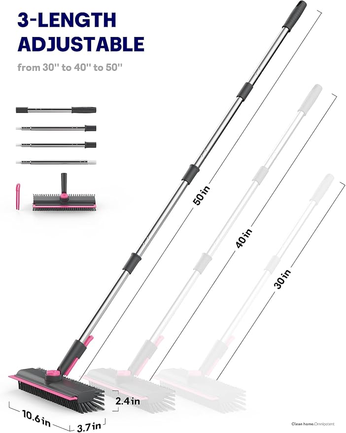Floor Scrub Brush with Long Handle, 3 in 1 Multi-angle Swivel Right Angled - Image 6
