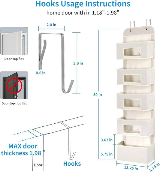 MAX Houser 5-Shelf Over The Door Hanging Organizer - Image 2