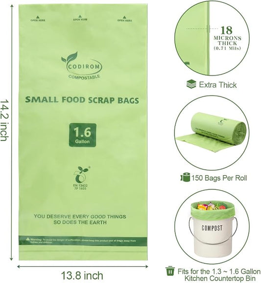100% Compostable 1.6 Gallon Trash Bags, 6 Liter - Image 2