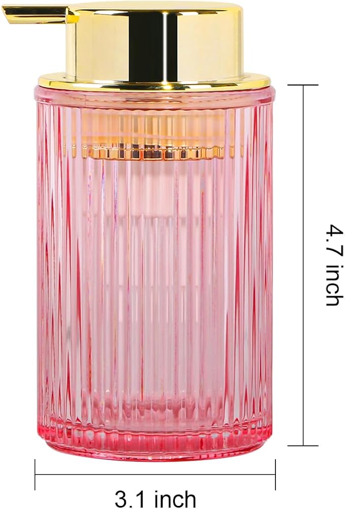 Pink Foaming Soap Dispenser, 12 Oz Glass Foaming Hand Soap Dispenser - Image 7