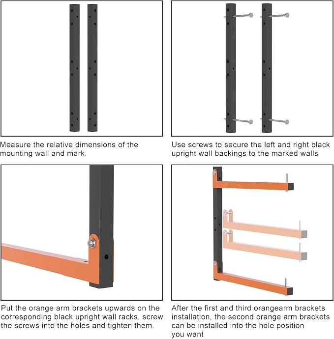 2 Pack Lumber Storage Rack, Wall Mount Wood Storage Racks, Heavy Duty 3-Level - Image 7