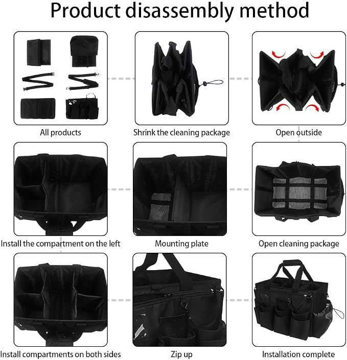 Large Cleaning Caddy Tote with Removable Divider, Heavy-Duty Wearable Apron - Image 8