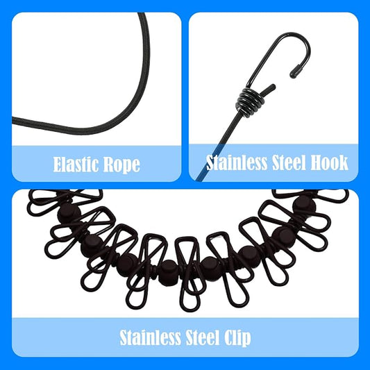2 Pack Camping Clothesline Portable 12 Clothespins, Retractable Clothes Line - Image 2