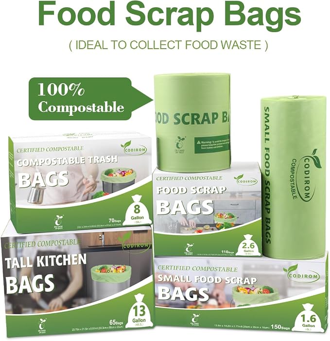 100% Compostable Trash Bags, 8 Gallon, 30 Liter, 0.85 Mils - Image 7