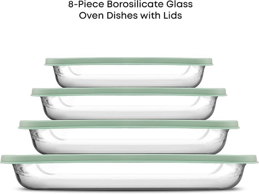 JoyJolt 8-Piece Borosilicate Glass Oven Dishes - Image 2