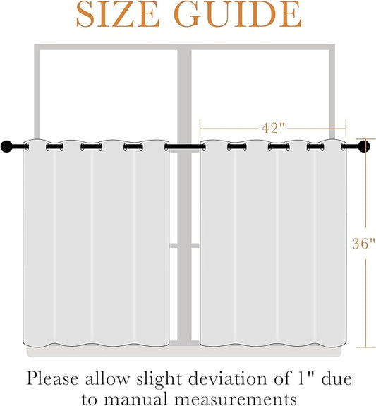 PONY DANCE Blackout Small Curtains 36 inch 2 Panels Set, Room Darkening Short - Image 2