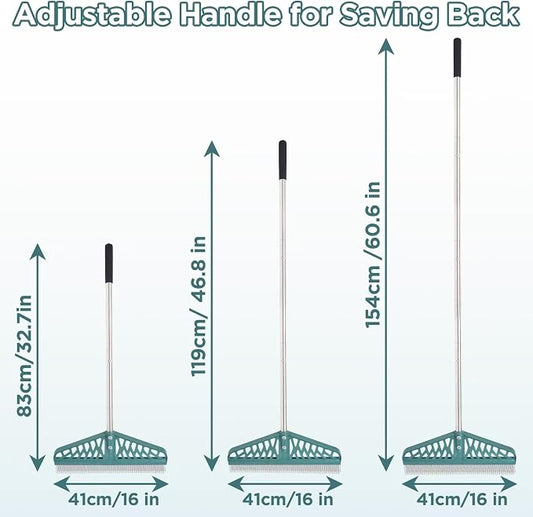 Artificial Turf Rake with Adjustable Steel Handle from 32 to 61 Inch, Durable - Image 2