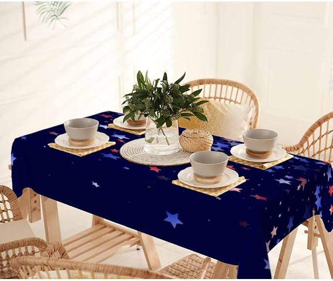 Blue White Red Stars Rectangular Tablecloth USA Flag Simple Style Dark Blue - Image 7