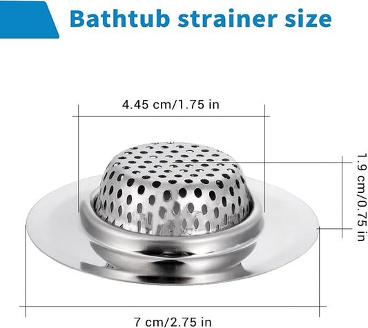 2 Pack Bathtub Drain Strainer, 2.75" Top / 1.75" Basket Stainless Steel Drain - Image 2
