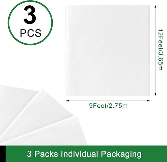 3-Pack 9x12 ft Painter Plastic Drop Cloths Sheet, Waterproof Anti-dust Cover - Image 2