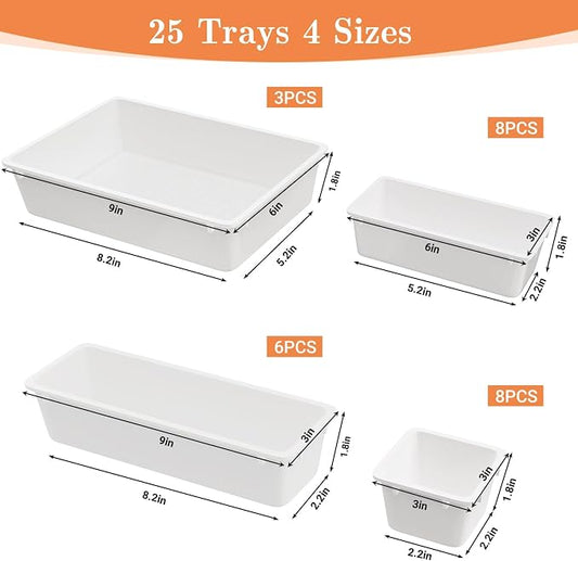 SpaceHacks 25 PCS Plastic Drawer Organizer Set, 4-Size Versatile Organizer - Image 2