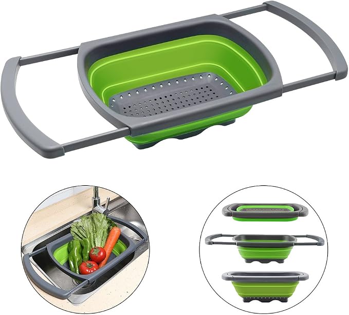 Qimh Colander collapsible, Colander Strainer Over The Sink Vegetable Fruit - Image 9