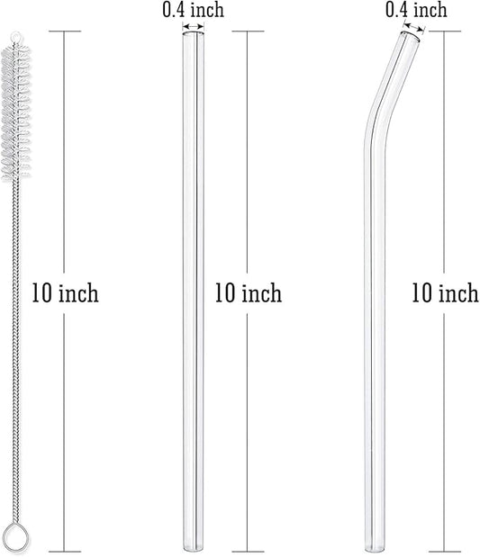 10-Piece Reusable Glass Drinking Straws - Image 2