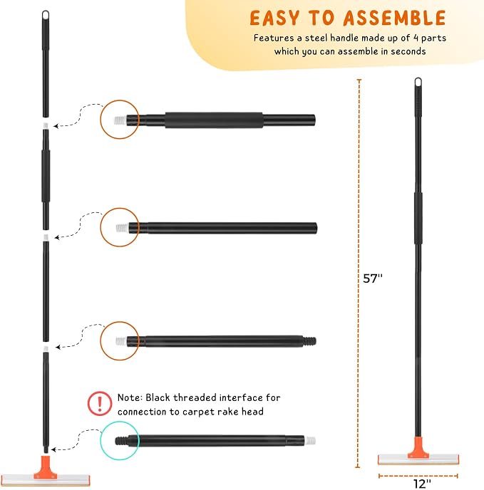 Carpet Rake for Pet Hair Removal, Stair Carpets and Couch Cleaning Rake - Image 8