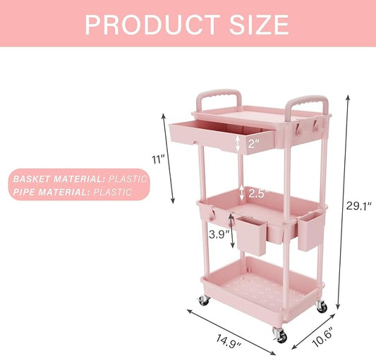 REBECAT 3 Tier Rolling Utility Cart - Image 2