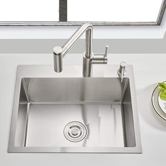 23x18 Inch Kitchen Sink, Handmade 304 Stainless Steel Sink, Topmount - Image 2