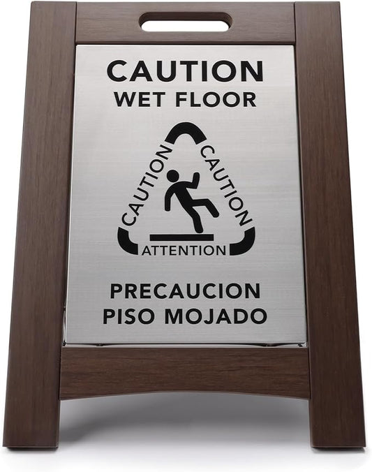 Premium Outdoor Composite Caution Wet Floor Sign – Bilingual w/Non-Skid Plastic - Image 2