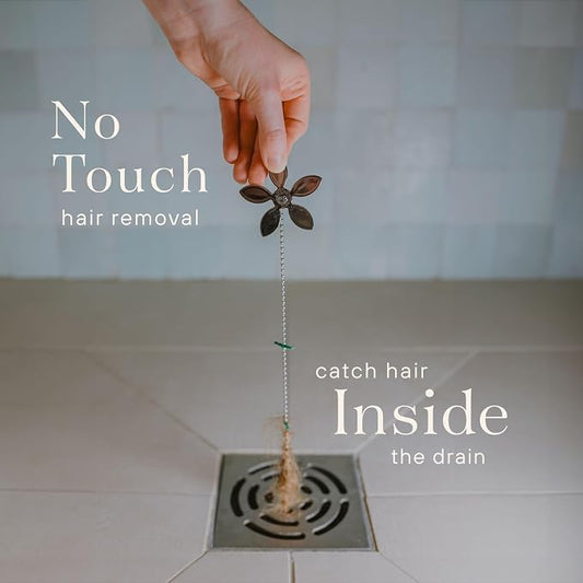 DrainWig Shower Drain Hair Catcher – Disposable Silver Flower – No-Touch Hair - Image 2