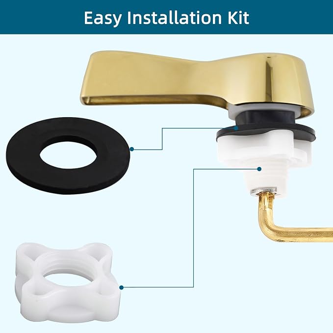 Hygie Rinse Metal Toilet Handle Lever Flush Replacement, Universal Front Mount - Image 6