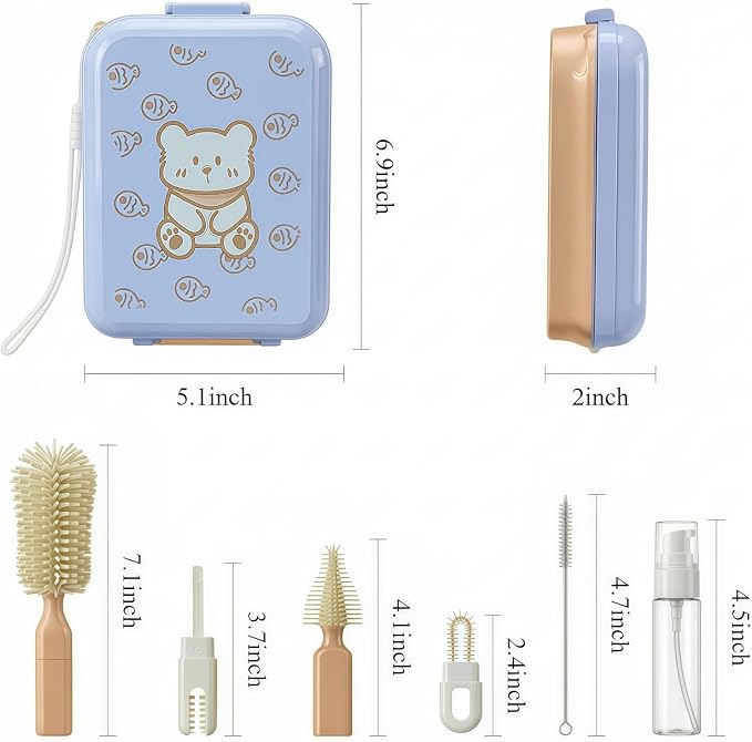 8-in-1 Baby Bottle Brush Set, Silicone Baby Bottle Cleaning Kit - Image 6