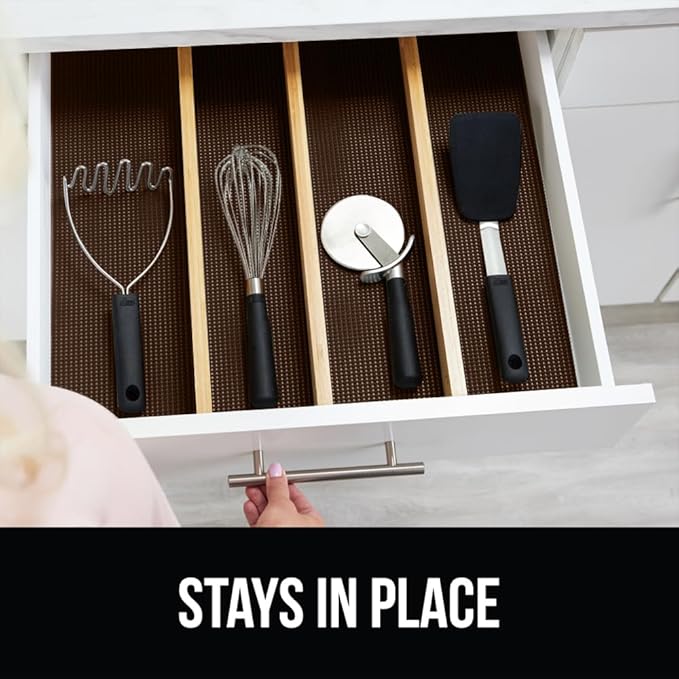 GORILLA GRIP powerGRIP Drawer Shelf and Cabinet Liner, Thick Strong Hold, Non-Adhesive Liners Protect Kitchen Cabinets and Cupboard, Bathroom Drawers, Easy Install, Breathable Mat, 20" x30', Chocolate