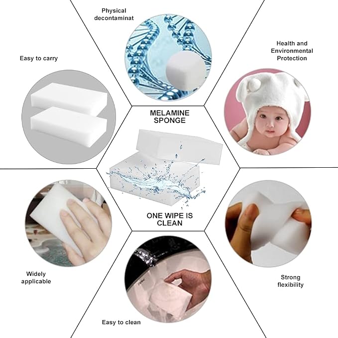Magic Erasers Sponge, 100 Pack Extra Premium Melamine Sponge Foam Cleaning Pads - Image 6