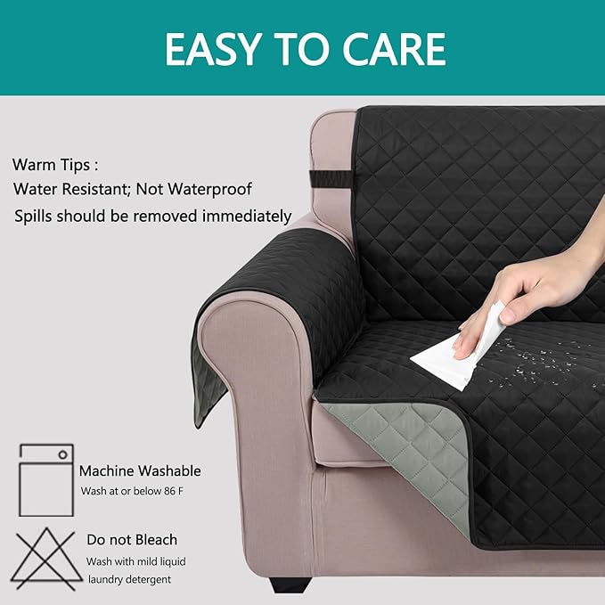 U-NICE HOME Futon Sofa Covers Reversible Sofa Slipcover Armless Cover Furniture Protector Couch Cover Water Resistant (Futon, Black/Grey)