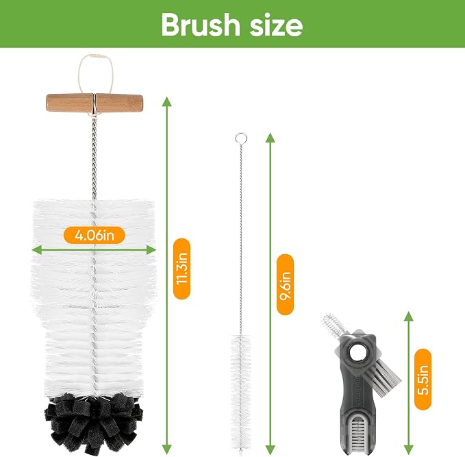 3 PCS Bottle Clean Brush Set, Long Wooden Handle Bottle Cleaner Brush - Image 7