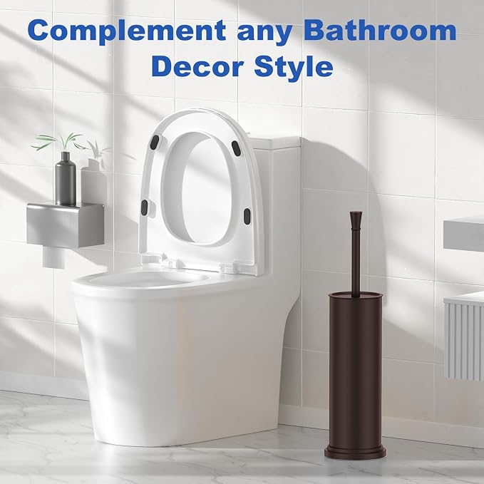 Toilet Brush and Holder Set:304 Stainless Steel Heavy Duty Toilet Bowl - Image 8