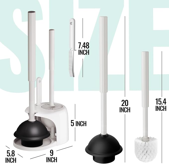 2PACK 4 in 1 Toilet Brush and Plunger Set - Image 7