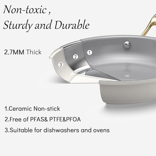 10-Inch Ceramic Non-Stick Cookware Set, 8-in-1 Multifunctional Cookware - Image 2