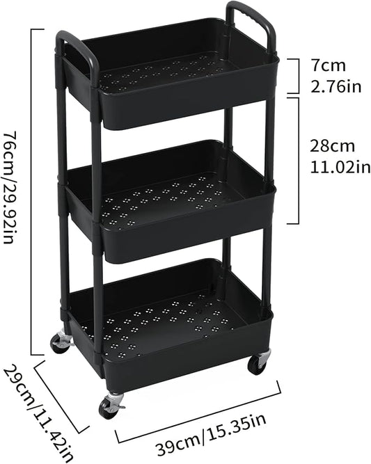 Sywhitta 3-Tier Plastic Rolling Utility Cart - Image 2