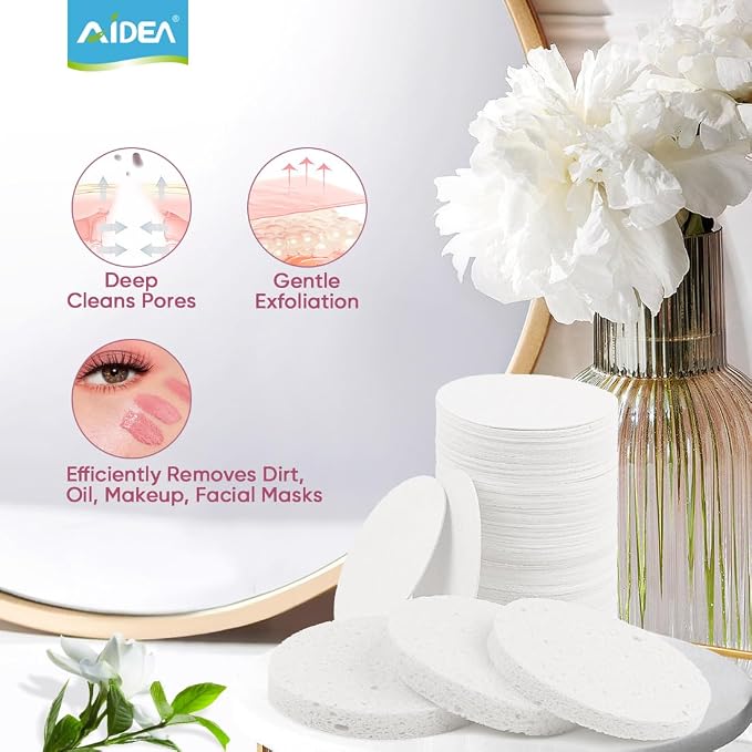 AIDEA Compressed Facial Sponges 96Count White, Face Sponges - Image 7