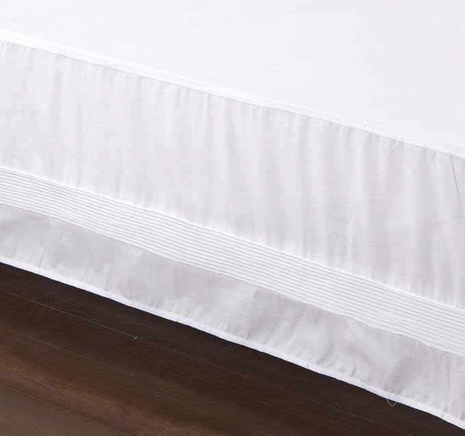 Valea Home Bed Skirt with Split Corners Durable Elegant Luxury Dust Ruffle with Pin Tucking 14 inch Tailored Drop, Full, White