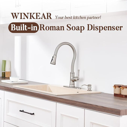 Built in Soap Dispenser for Kitchen Sink Countertop, Solid Brass Pump Head Long - Image 2