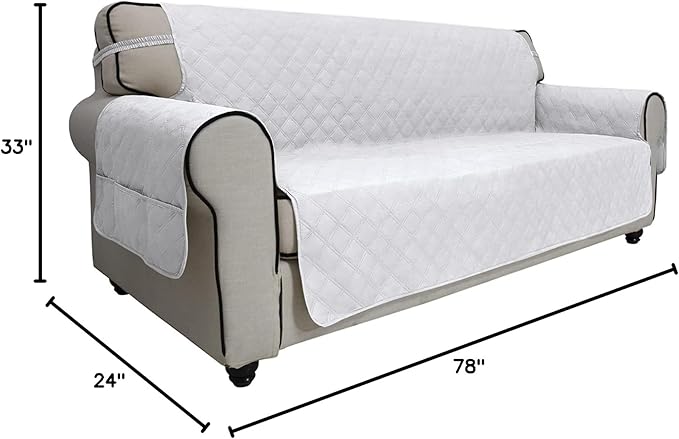 Easy-Going Sofa Slipcover Waterproof Oversized Couch Cover Non-Slip Sofa Cover for 3 Cushion Couch Washable Furniture Protector for Pets Kids Children Dog (Oversized Sofa, White)