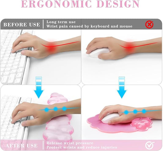 Gel Cloud Keyboard and Mouse Wrist Rest, Cute Wrist Support and Arm Support Rest - Image 2