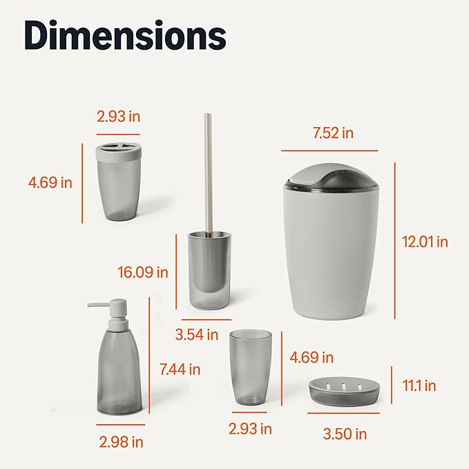 Amazon Basics 6-Piece Bathroom Accessory Set - Image 5