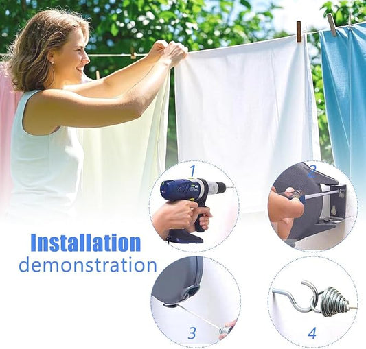 Retractable Clothesline Used to Outdoor,39 feet PVC Line Retracting,Including - Image 2