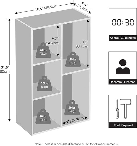 Furinno Reed Closet Organizers and Storage, 5-Cube Reversible Closet Shelves - Image 2