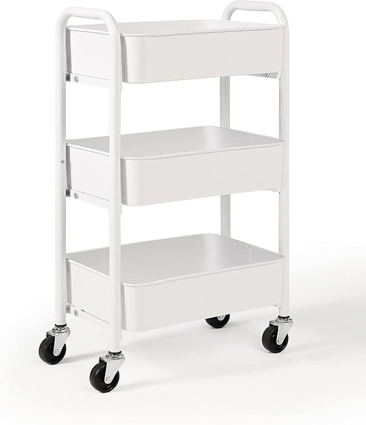 SunnyPoint 3-Tier Delicate Compact Rolling Metal Storage Organizer - Image 2