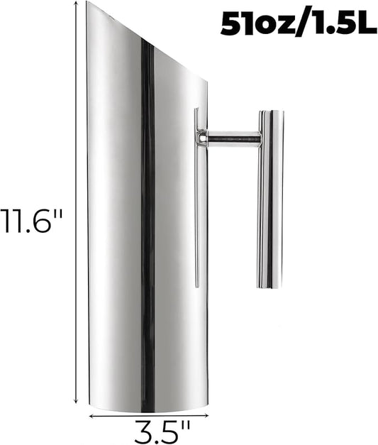 Hiceeden Stainless Steel Water Pitcher, 51oz/1.5L Modern Metal Pitcher - Image 2