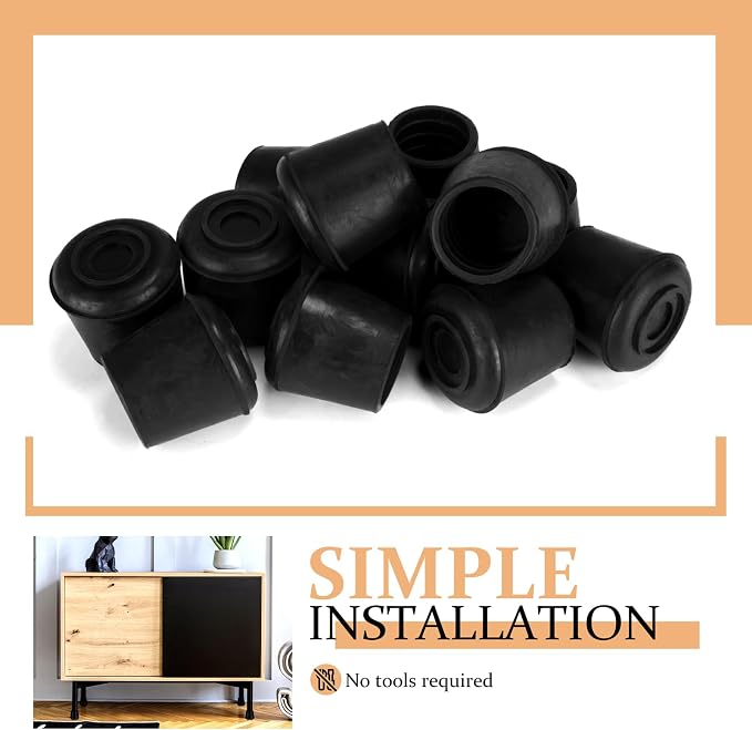 1" Round Rubber Chair Leg Tips Caps, Chair Leg Floor Protectors Furniture Legs - Image 7