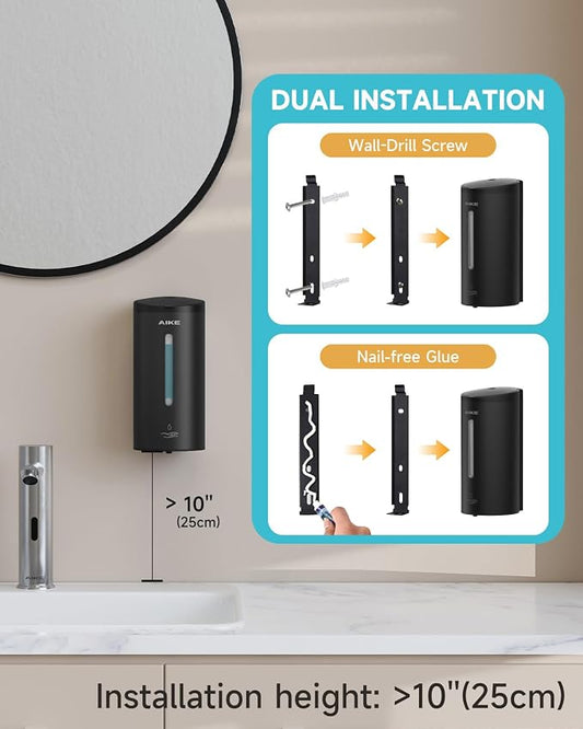 AIKE Automatic Wall Mount Liquid Soap Dispenser, Commercial Stainless Steel - Image 2